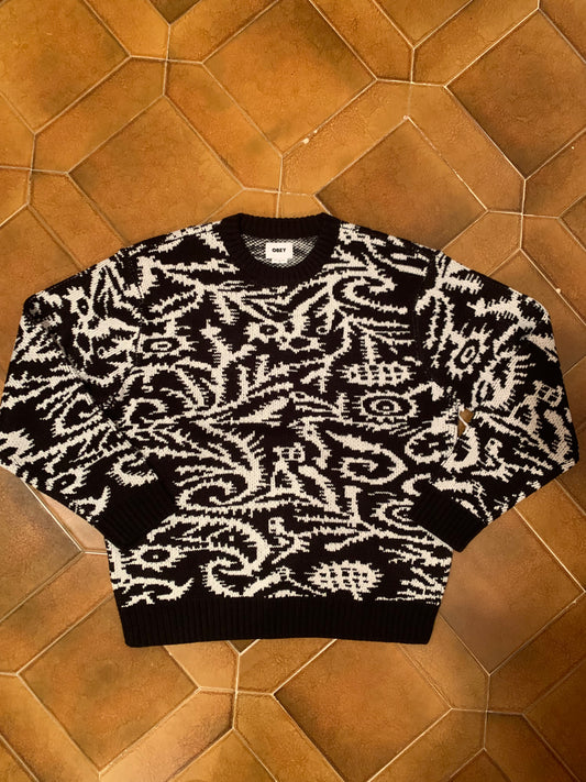 Obey - Maglione nero e bianco con disegni di fantasia